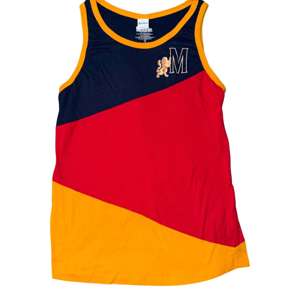 Modelo Especial Tank Top Mens Small Red Gold Colorblock Lion Logo Beer Shirt‎